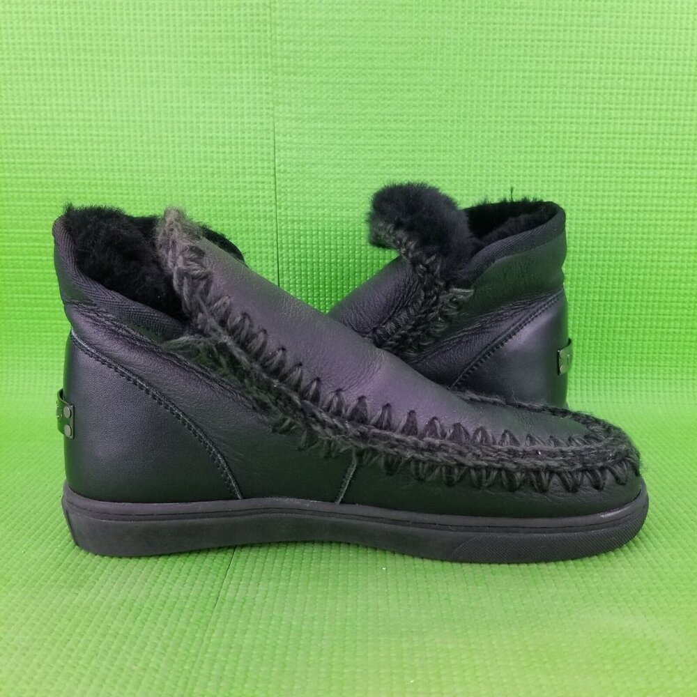 ✅ Mens 8 MOU ESKIMO Black Pull On Boot/Sneakers Hand-crafted Genuine Sheepskin - Picture 9 of 12